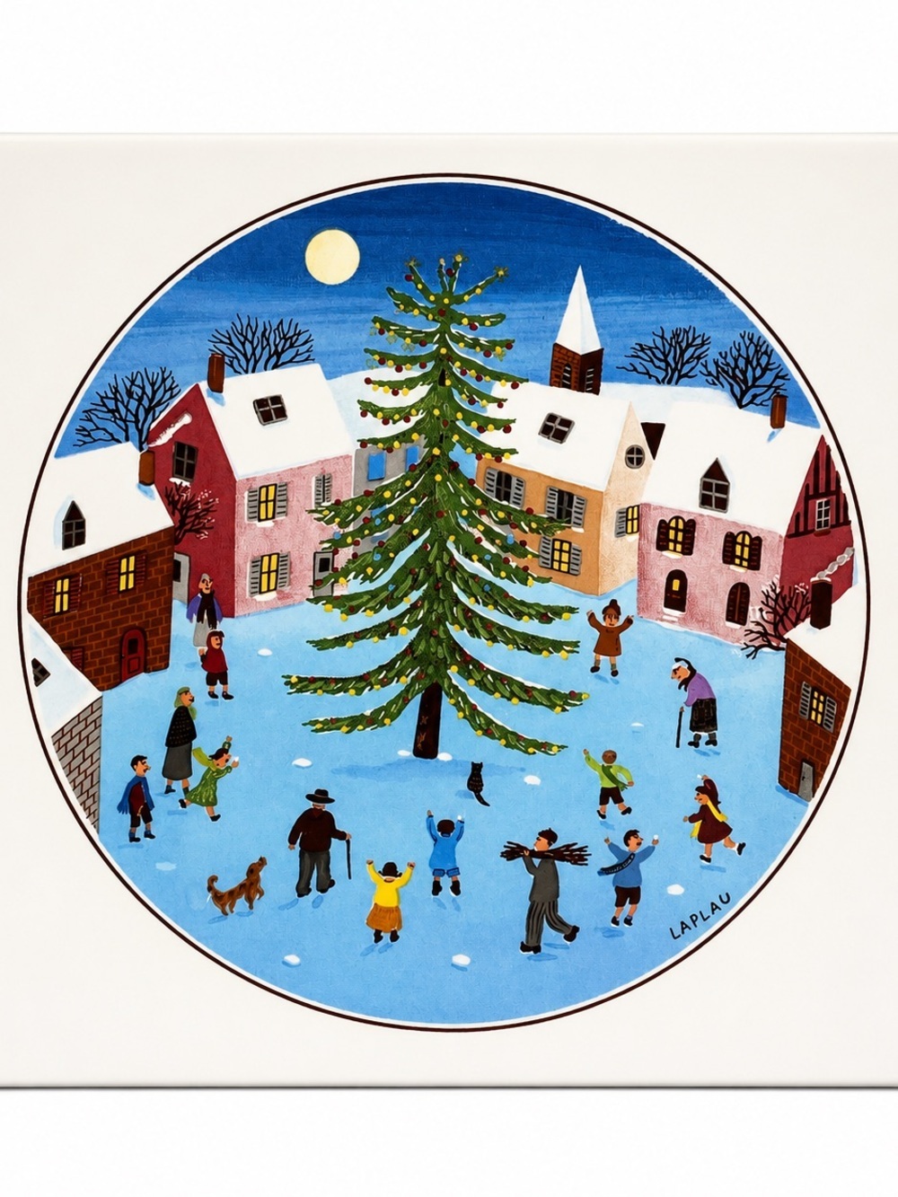 Villeroy Boch France serving decor tile Holiday Village Christmas Plate art Deco